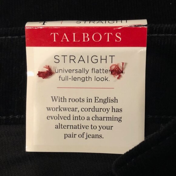 NWT Talbots The Flawless Five-Pocket Cord Straight-Leg Black Corduroy Pants 4 - Picture 13 of 13